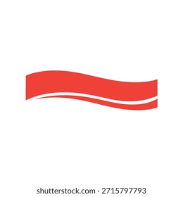 Una cinta ondulada roja brillante con una delgada franja blanca que recorre su centro, colocada sobre un fondo blanco puro, creando un elemento gráfico visualmente llamativo