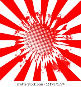 A bright red and white abstract explosive burst of color ray style background