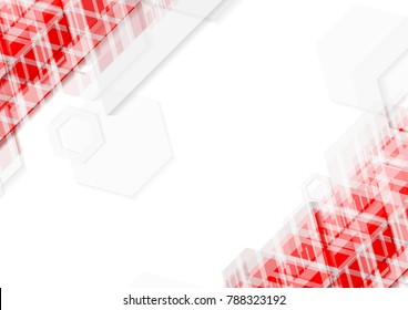 Bright red and white abstract technology background. Vector geometric minimal design