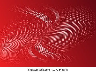 Bright red white monochrome halftone pattern. Soft curves. Abstract template vector illustration with dots. Modern dotted background for web sites, banners, posters, corporate identity, cover design