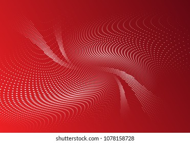 Bright red white monochrome halftone pattern. Soft curves. Abstract template vector illustration with dots. Modern dotted background for web sites, banners, posters, corporate identity, cover design