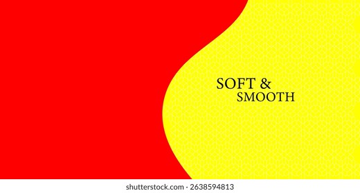 Bright red and yellow abstract background with smooth, wavy division and subtle geometric texture