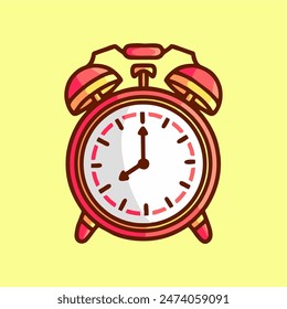 Bright red and yellow alarm clock clipart, perfect for adding a pop of color to your designs. Ideal for school projects, schedules, or time management themes.