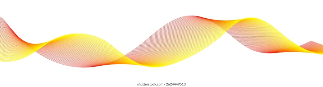 Bright red and yellow gradient wave with smooth motion lines. Abstract colorful dynamic background element. Vector EPS 10
