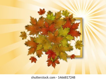 Bright red, yellow, orange maple leaves. The concept of a beautiful autumn. Vector illustration for your design.