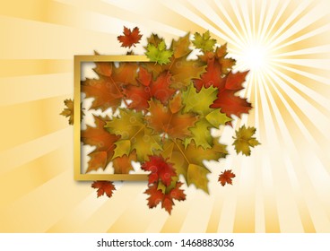 Bright red, yellow, orange maple leaves. The concept of a beautiful autumn. Vector illustration for your design.