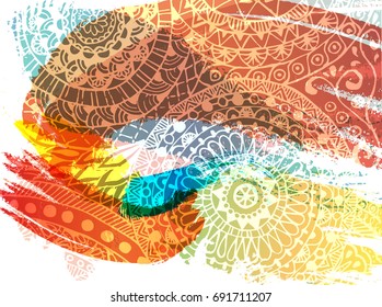 Bright red and yellow Paint splashes. Indian Festival Holi Background.
