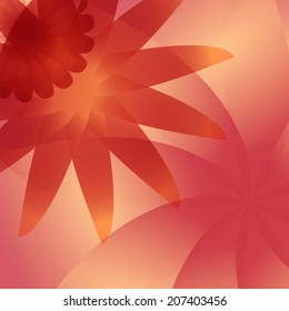 bright red yellow soft background with flower shapes. vector illustration