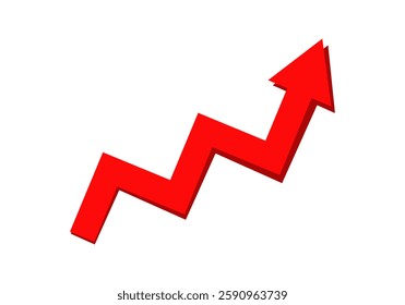 A bright red zigzag arrow pointing upward, representing growth, progress, and success.