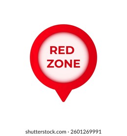 Bright red zone symbol with a circular shape and drop pin design. simple and striking emblem.