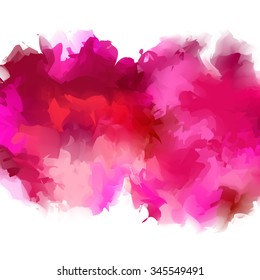 Bright red-pink flux watercolor stains isolated on a white background.