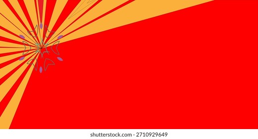 Hellrot-gelber Comic-Sonnenaufgang abstrakter Hintergrund. Vektorhintergrund im Pop-Art-Comic-Stil. Geeignet für Vorlagen, Verkaufsbanner, Veranstaltungen, Anzeigen, Websites und Seiten