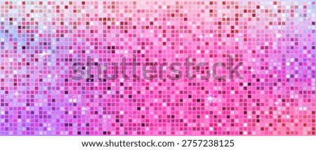 Bright reflective grid with iridescent shine and neon glow. Sequin pink disco background ideal for nightclub, DJ and party backdrops.