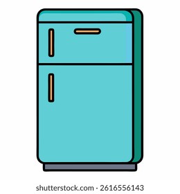 Bright Refrigerator Icon on White Background – Flat Design Home Appliance
