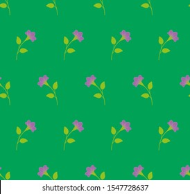 Bright repeat symmetrical botanical pattern. Horizontal rows of flowers with stems and leaves. Seamless geometric multicolored pattern. Vector illustration.