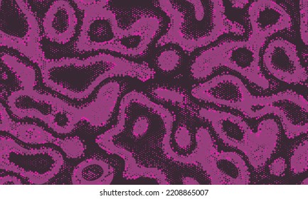 Envoltura brillante de vectores repetidos. Patrón Resumen Camuflaje Gráfico de Círculo Purple Seamless Circle. Textura gráfica suave violeta sin costura. Patrón de resumen monocromo sin foco