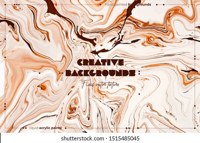 Bright resin art abstract background. Multicolor marble surface, mineral stone texture. Violet, orange and blue paint mix wallpaper. Fluid, color liquid flow effect. Watercolor, acrylic waves, swirls.
