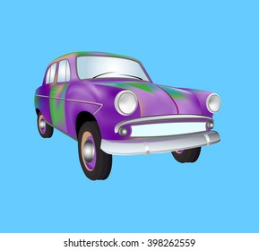 Bright retro automobile. 3D rendering. Vector illustration.
