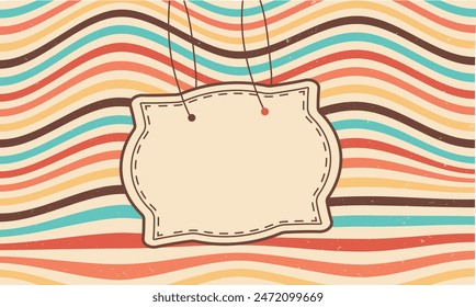 Bright retro background with frame for text.Groovy hippie 70s background	
