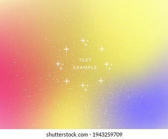 Fondo retro luminoso de estilo moderno con efecto borroso, degradado suave y textura ruidosa. Parkles y estrellas enmarcan con un lugar para el texto. Ilustración vectorial.