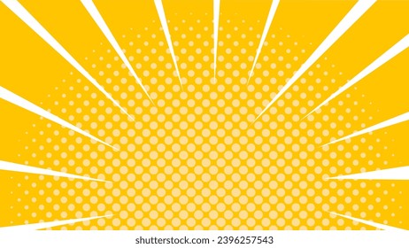 Fondo retro brillante. Pancarta amarilla vintage con rayos, textura y espacio de copia. Antiguo elemento de diseño de moda para sitios web, afiches publicitarios y redes sociales. Dibujo vectorial plano de dibujos animados