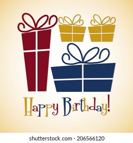 Bright retro birthday card in vector format.