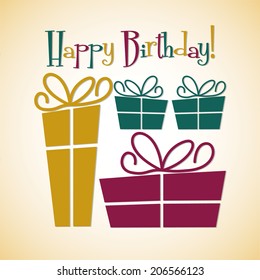 Bright retro birthday card in vector format.