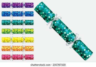 Bright retro Christmas crackers in vector format.