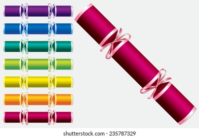 Bright retro Christmas crackers in vector format.