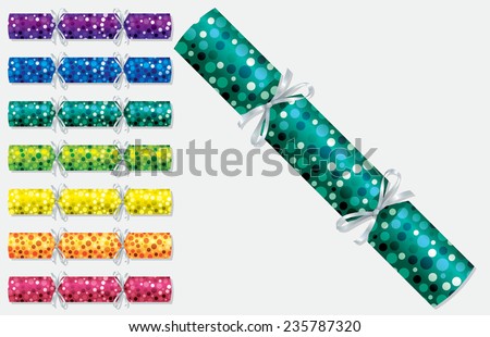 Bright retro Christmas crackers in vector format.