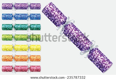 Bright retro Christmas crackers in vector format.