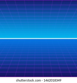 Bright retro pink purple background futuristic landscape 1980s style