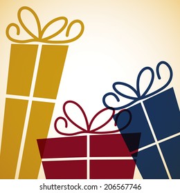 Bright retro present card in vector format.