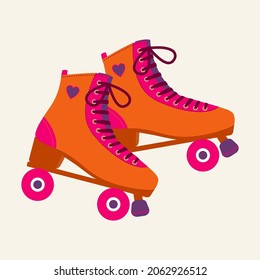 Bright retro roller skates. Vector illustration.