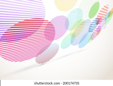 Bright retro striped circles fly background. Vector illustration