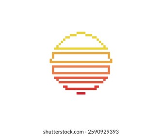 Bright retro sun circle featuring geometric shapes in a classic eighties and nineties style.