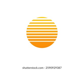 Bright retro sun with geometric lines, reminiscent of the eighties and nineties design.