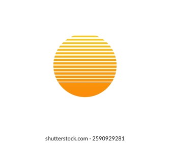 Bright retro sun with a striped geometric design, capturing the iconic style of the 80s and 90s. perfect for adding a nostalgic flair to your designs.