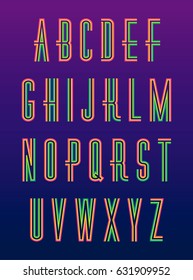 Bright retro uppercase alphabet vector set