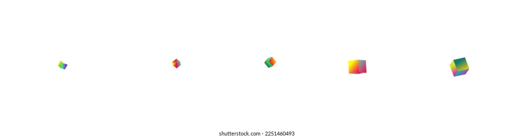 Bright Rhombus Vector White Panoramic Background. Gradient Graphic Element Pattern. Abstract Box Template. Iridescent Confetti Perspective Image.