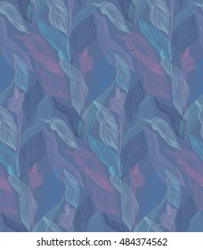 
bright, rich design seamless vector pattern with the image of linear leaves luxurious , bright , red tropical flowers - Cannes . 