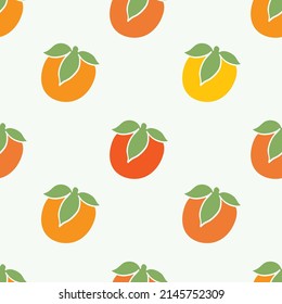 Bright, ripe persimmon. Summer design with orange fruit. Abstract fruits in hand-drawn doodle style. Vector creative fruit texture. Great for fabric, textile, paper and printing.