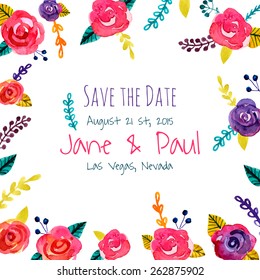 Bright romantic card in vector can be used as invitation card for wedding, birthday and other holiday and cute summer background. 