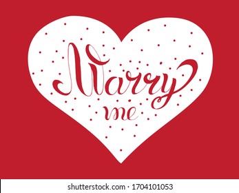 Bright romantic inscription marry me. Suitable for wedding and themed decor. Symbolizes love, devotion, tenderness.