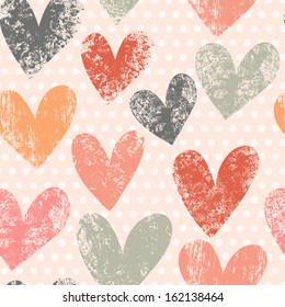 Bright romantic seamless pattern made of colorful hearts in vector. Seamless pattern can be used for wallpapers, pattern fills, web page backgrounds, surface textures.