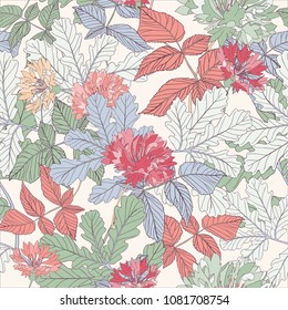 Bright Romantic Summer Seamless Vector Botanical Flower Pattern