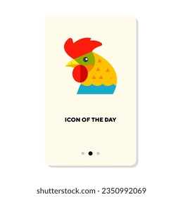 Bright rooster flat icon. Beak, bird, animal isolated vector sign. Wildlife and nature concept. Vector illustration symbol elements for web design and apps