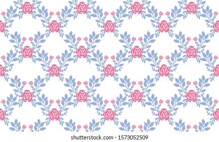 Bright rose flower, seamless floral pattern background.
