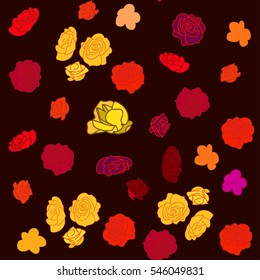 bright roses on a dark background seamless