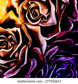 bright roses watercolor  watercolor vector background
